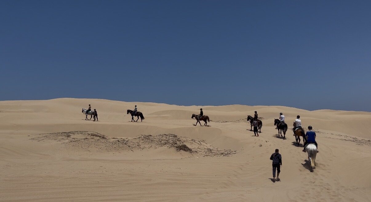 Riders on a one day trek through the dunes